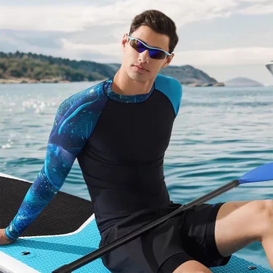 Men Short Sleeved Sun Protection Suit Beach Surfing Swimming Pool Surfing Swimming Chlorine Resistant Upf50+ Swim Suit Adult Junior Swimwear 