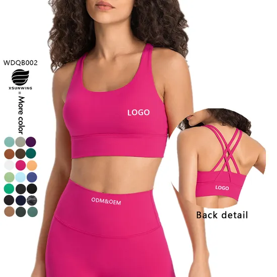 Xsunwing Custom Logo Racer Back Cross Shoulder Gym Fitness Yoga Women Tank Top Fitness Workout Vest Activewear Sports Bra Wdq002 