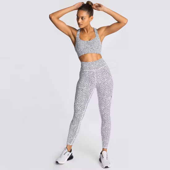 Women′s Spot Printed Sports Yoga Sports Bra Fitness Suit