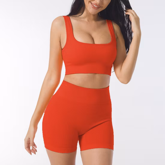 Stylish Ladies Workout Seamless Sports Bra Yoga Wear Outfit Shorts Gym Activewear