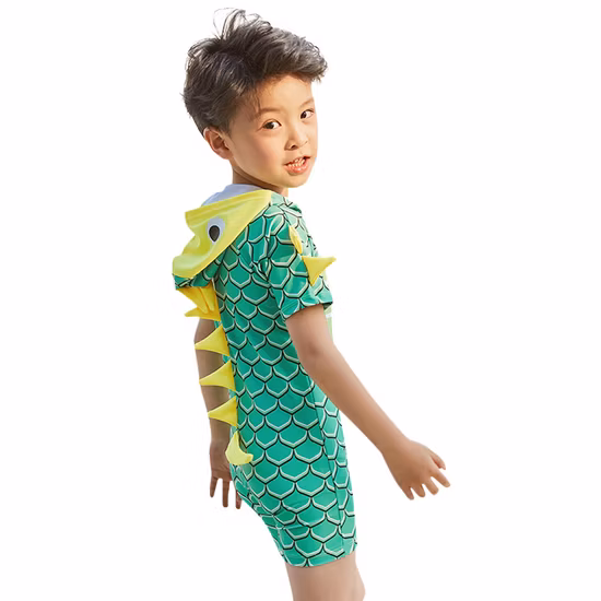2020 Child Baby Boys Dinosaur Hooded Bathing Suit Short Sleeve Pool Beach Swimwear Infant Kids Baby Fashion