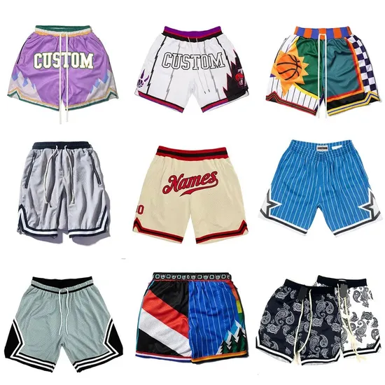 Wholesale Embroidery Polyester Sublimation Vintage Design Retro Stitch Sweat Pants Gym Short Men′s Custom Basketball Mesh Shorts Wear Uniform 