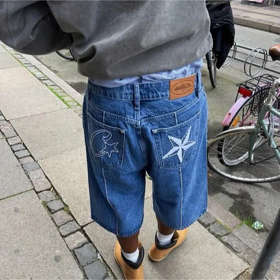 Corteiz Denim Man Trendy High Quality Fashionable Washed Black Baggy Knee Length 2024 Summer Half Pant Men′ S Polar Big Boy Baggy Shorts 