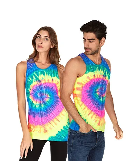 Unisex Custom Tie Dyed Tanktops Colorful Sleeveness Shirts Stylish Wear 