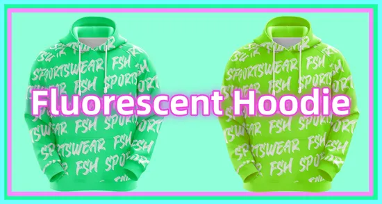 New Design Custom Fluorescent Color Bright Sublimation Sports Wear Hoodie with Fleece 