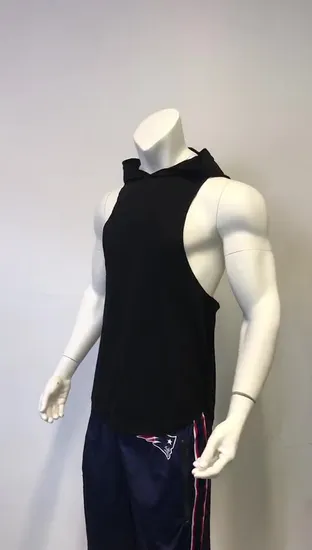 Summer Cool Men′s Cool Hoodie Large Sleeve Cage Sports Casual Loose Cotton Sleeveless Men′s Tanktop 