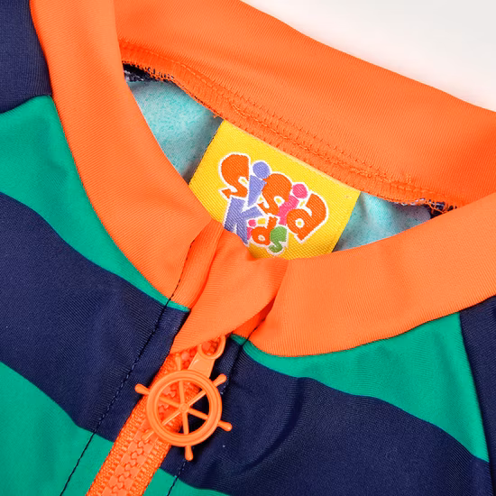 Kids Customized Logo Rush Guard Boys Swimwear Top Shirt with Zip at Center Front
