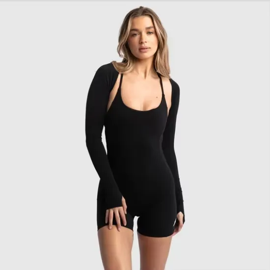 Women Fashion Workout Sexy Hollow out Jumpsuits 2 Pieces Yoga Gym Fitness Set Training Gym Wear for Women 