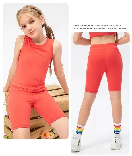 Little Girls Two Piece Sweatsuits Loose Short Sleeve Crop Tops and Active Biker Shorts Sports Wear Set, Custom High Stretch Lightweight Casual Clothing Suit 